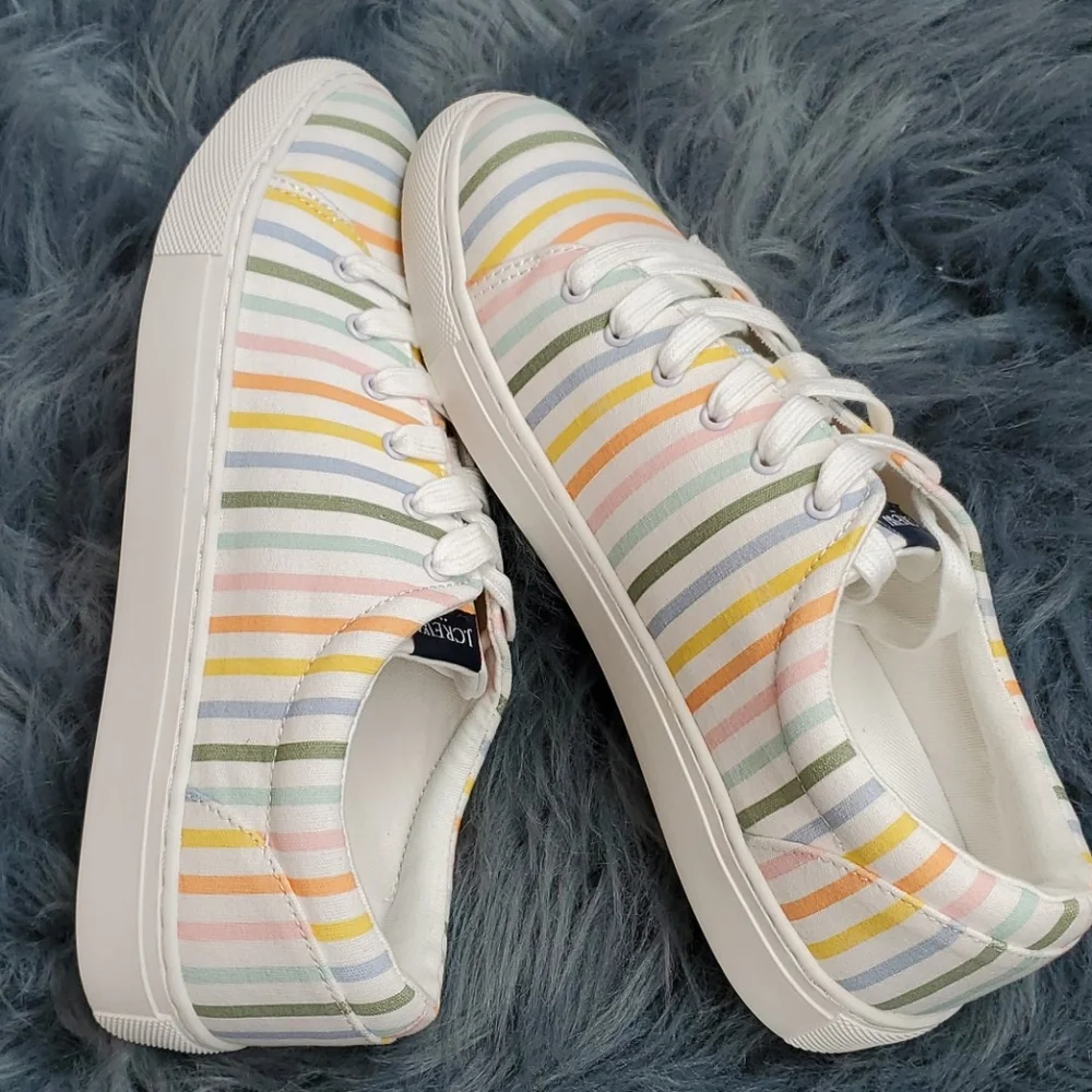 NIB J. Crew Printed Canvas Striped Sneakers